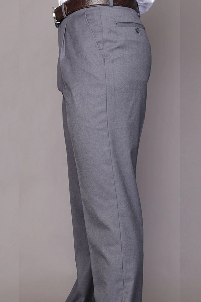 Pantalón de vestir plisado para hombre grande y alto lana gris carbón clásico elegante y cómodo